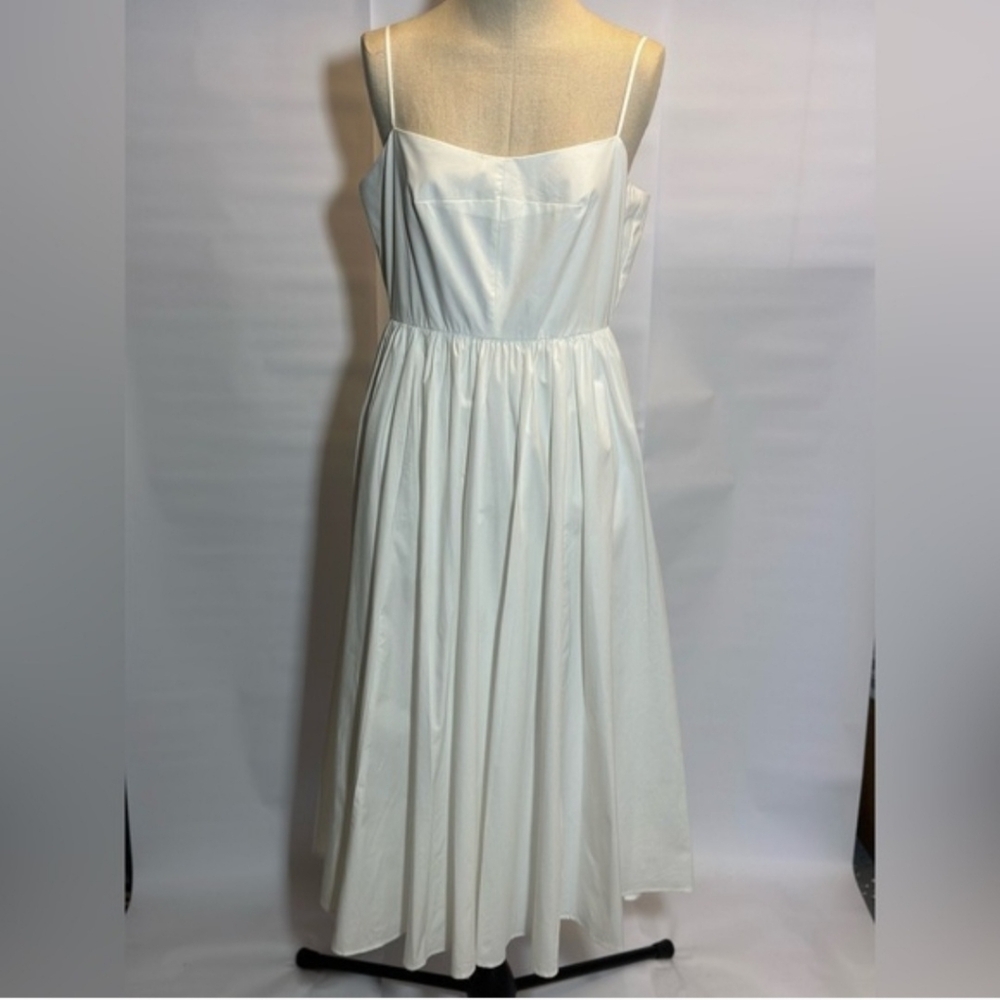 J. Crew A-line Stretch Cotton Poplin Midi Dress White Sz 10
